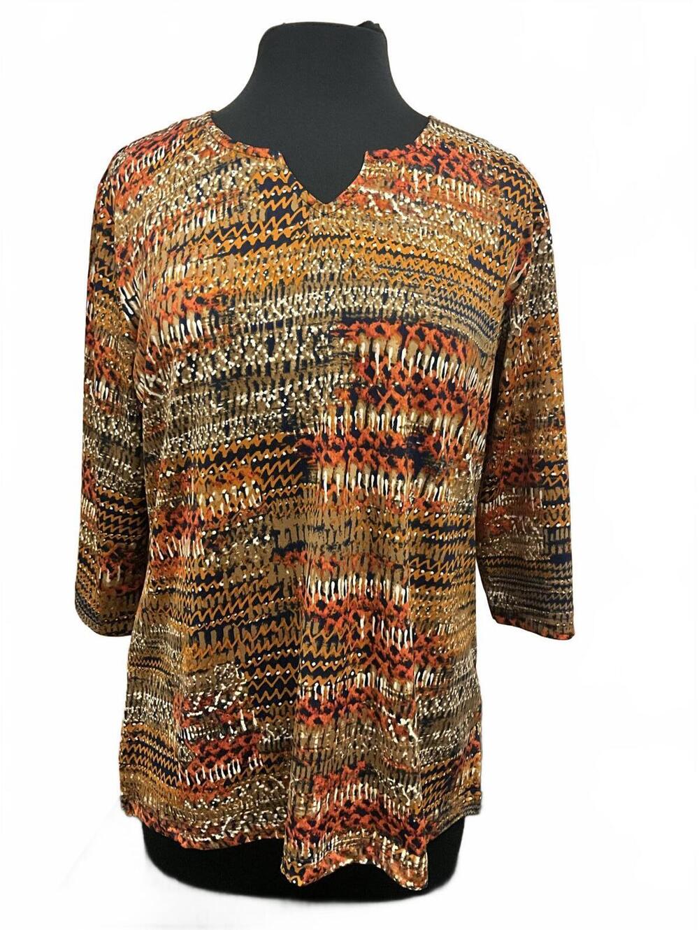 V neck Multi Color Knit Tunic Top M